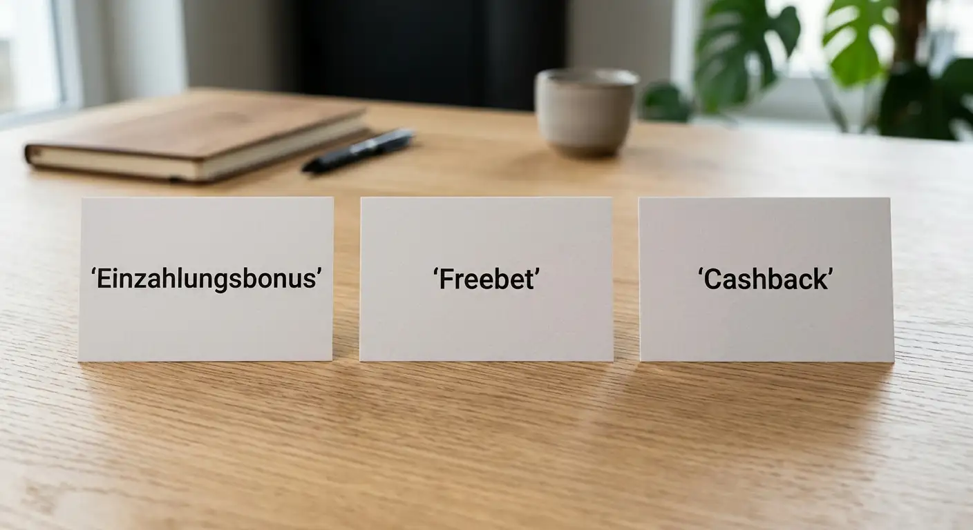 Verschiedene Bonusarten wie Einzahlungsbonus, Freebet und Cashback im Vergleich