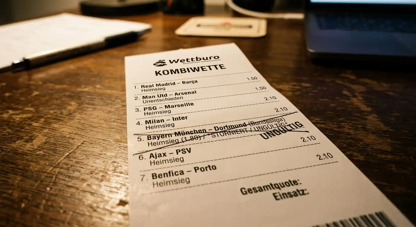Ungültige Auswahl in einer Kombiwette mit einer Quote von eins gewertet
