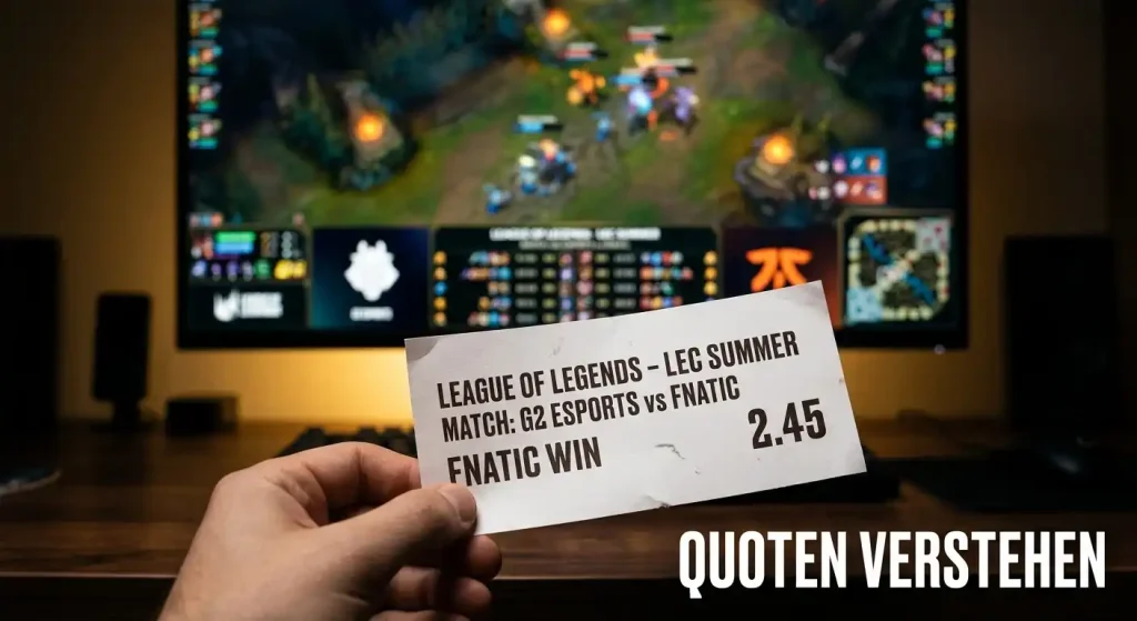 Erklärung von League-of-Legends-Wettquoten mit Dezimalquoten, impliziter Wahrscheinlichkeit und Buchmachermarge