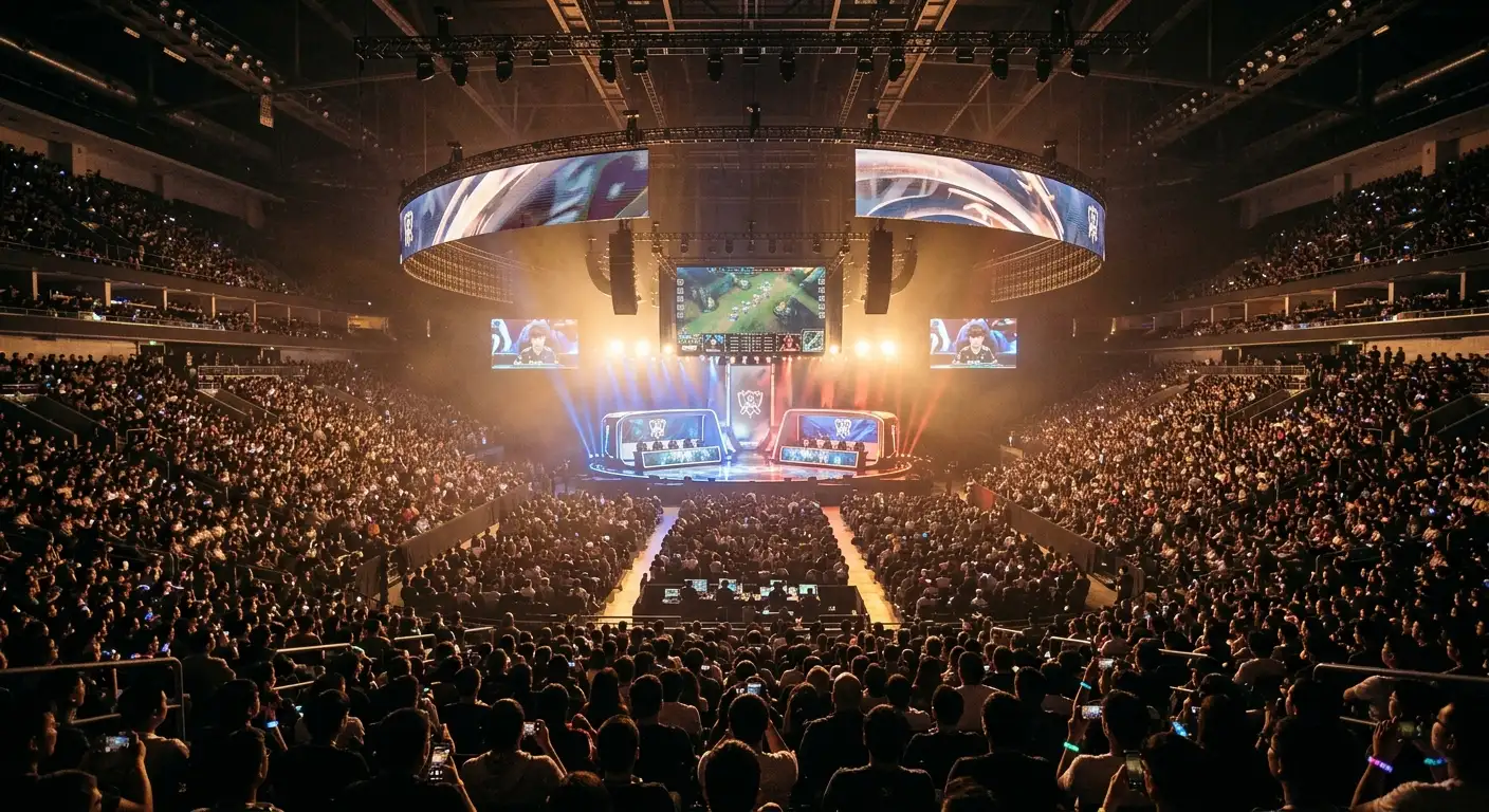 Ausverkaufte Arena beim League-of-Legends-Worlds-Finale mit Tausenden Esport-Zuschauern