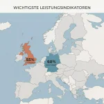Europakarte mit Deutschland und UK hervorgehoben und Prozentanzeige