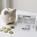 Sparschwein neben einem Wettschein und einem Taschenrechner