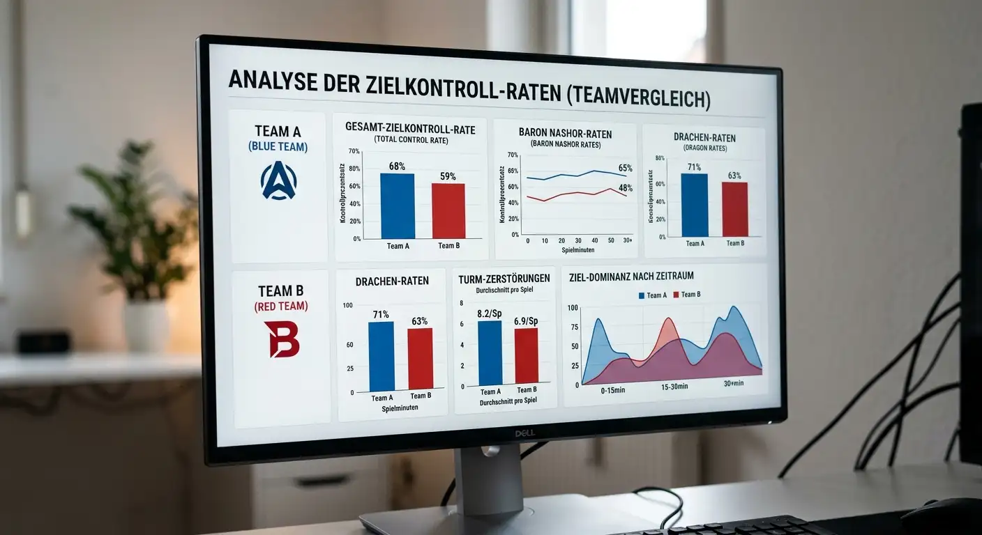 Bildschirm mit objektivspezifischen Raten beider Teams zur Wettanalyse